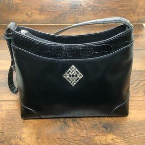 Madison Ridge Shoulder Bag‎ Black Crocodile Pattern Trim